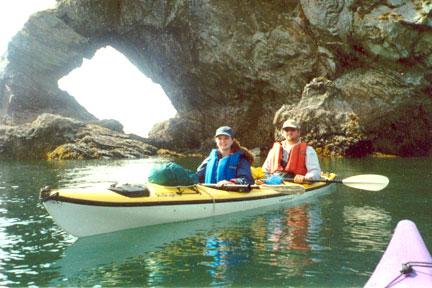 couple in yellow and white kayak
