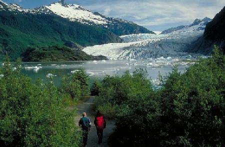 2 hikers near Alaska glacier