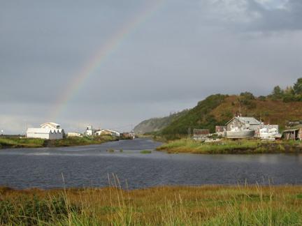 rainbow over the cottages