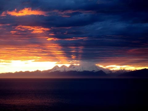 Alaska sunset over mountains