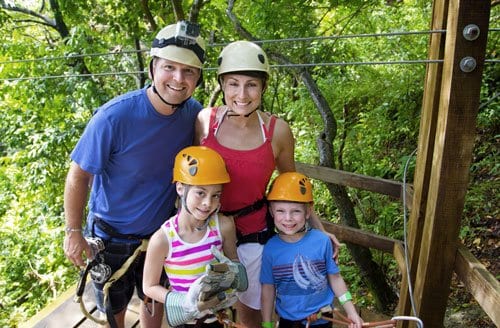 Alaska family zip lining