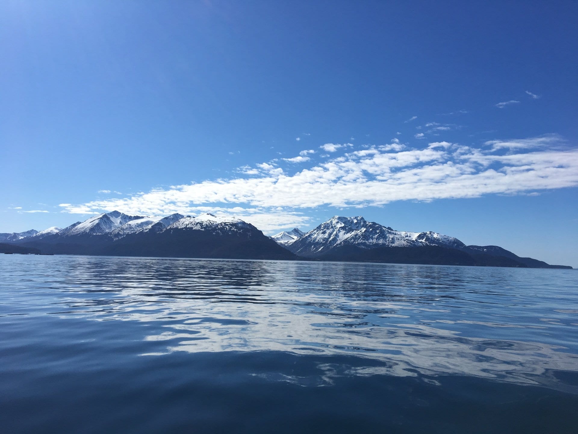 Alaska mountain range view from a lake