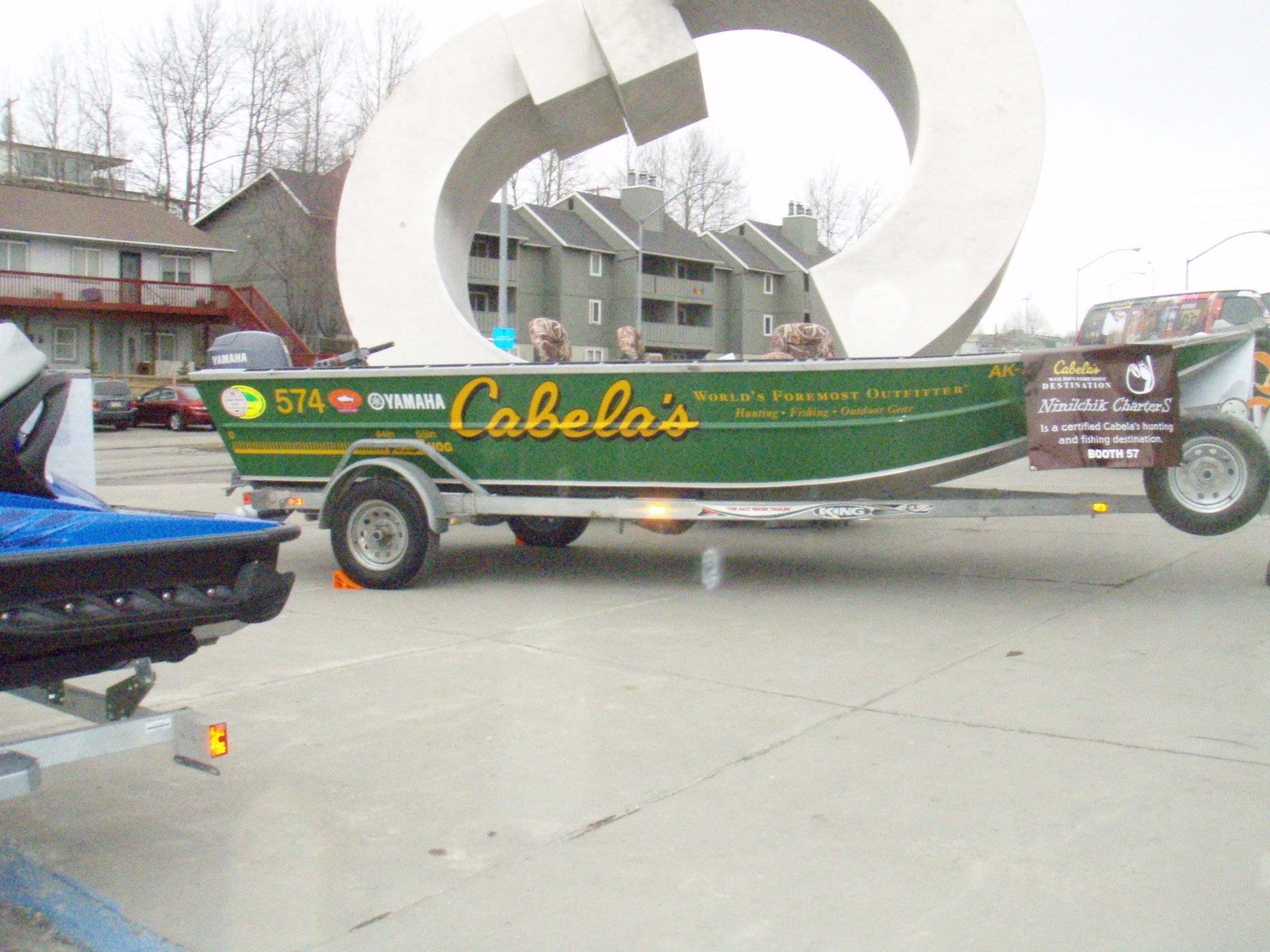 Cabela's green fishing boat