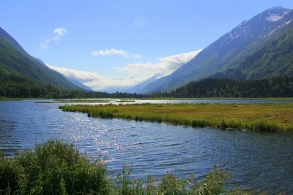 view of lake and mountains in Alaska