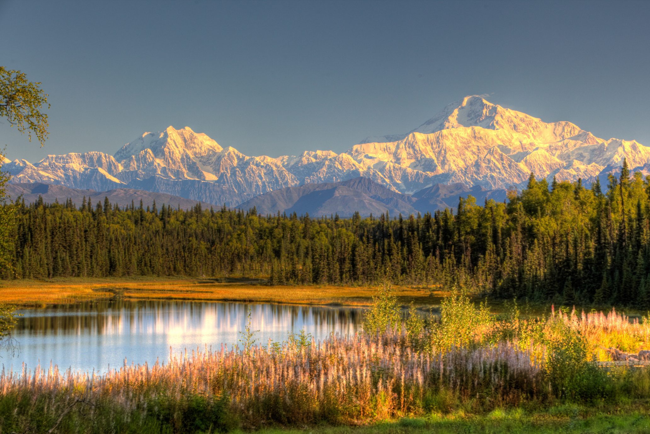 denali alaska sunrise scattering soft light into the green river valley