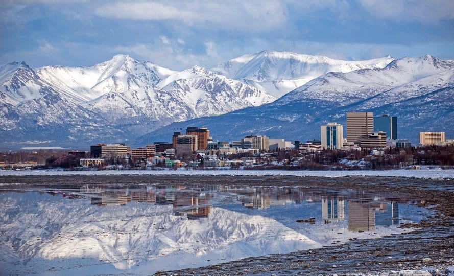view of anchorage in winter