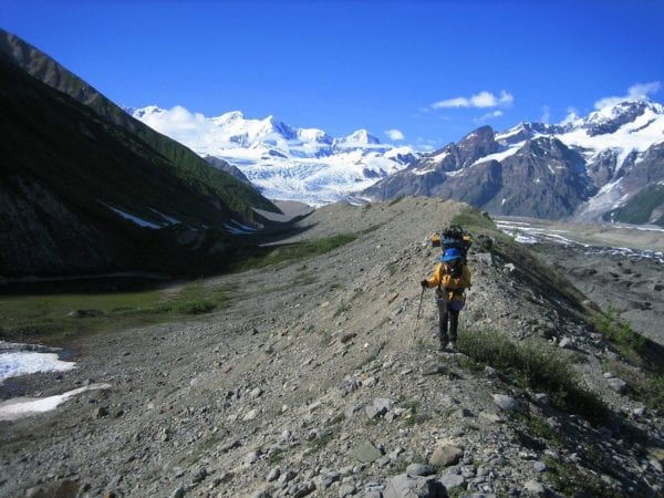 backpacker on Alaskan mountain