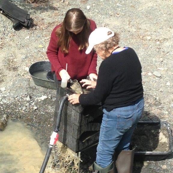 two women panning for gold