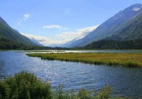 view of lake and mountains in Alaska