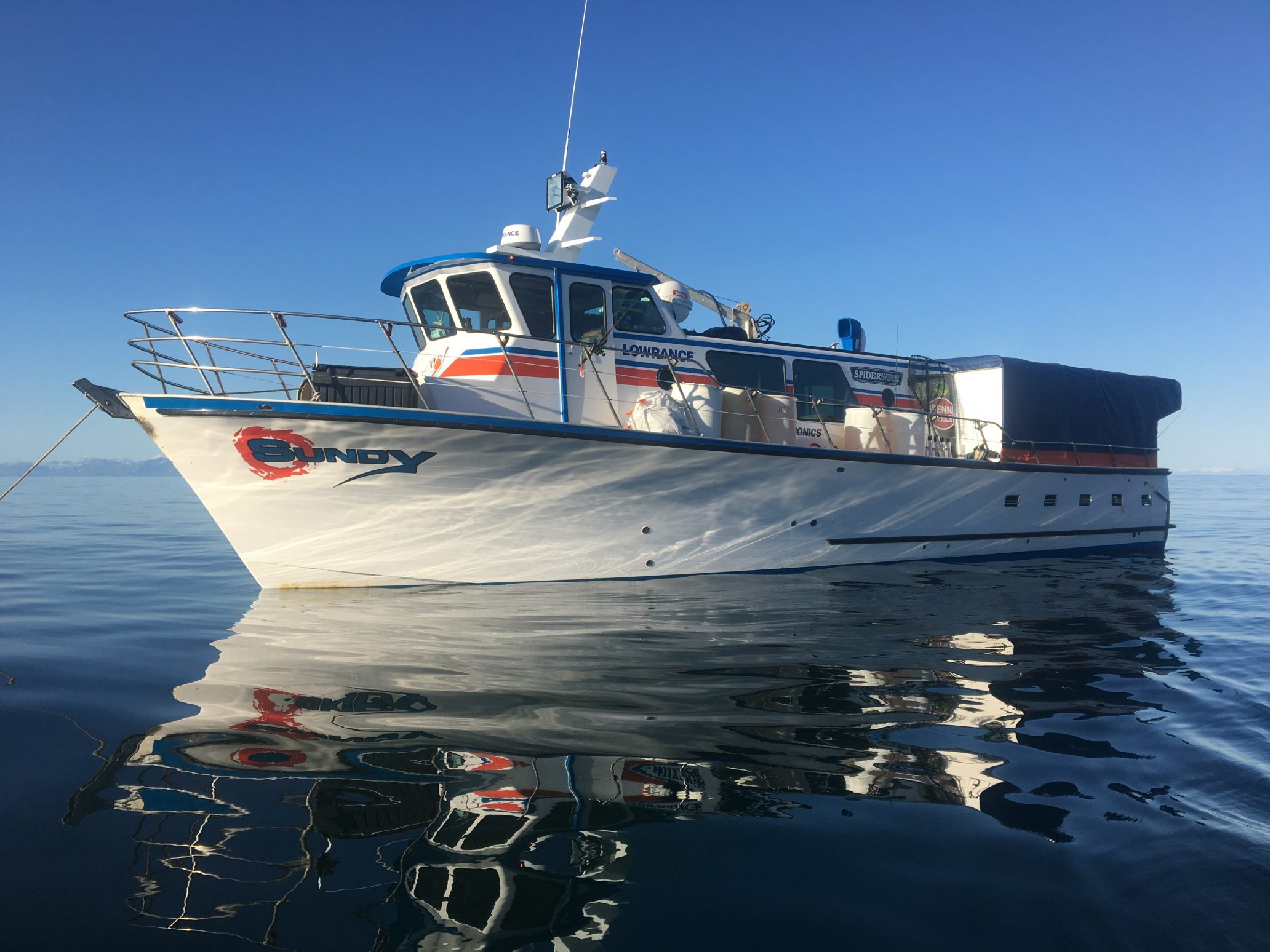 Alaska fishing boat in calm water