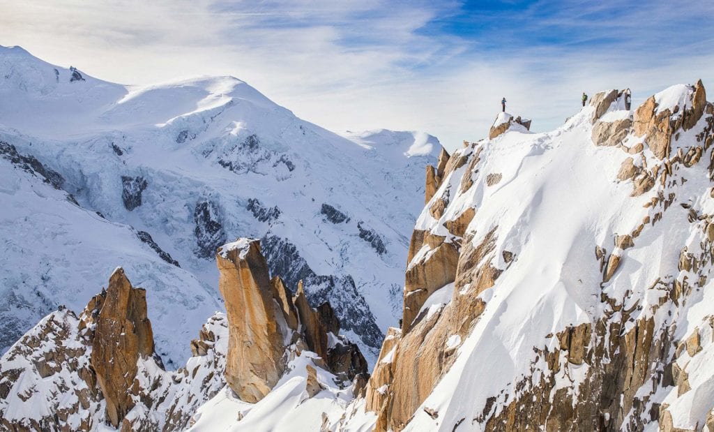 hiking on snowy mountains